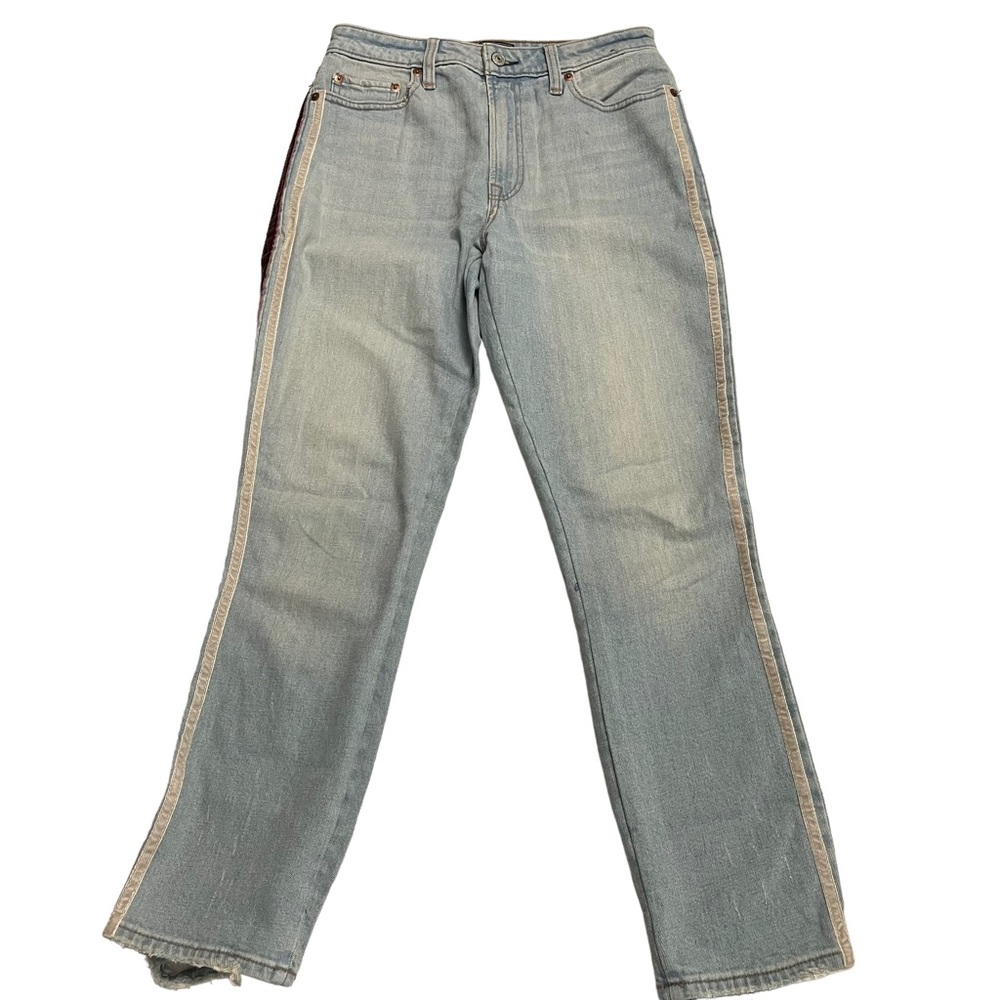 ABERCROMBIE & FITCH SIMONE HIGH RISE STRAIGHT JEANS, distressed crop sz 27/ 4 - Picture 2 of 8